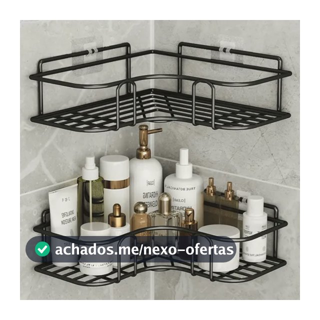 Kit 2 Suporte Porta Shampoo Sabonete De Canto Banheiro Adesi Preto