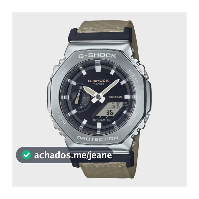 Relógio G-shock Utility Metal Original Cor da correia Cáqui Cor do bisel Prateado Cor do fundo Preto