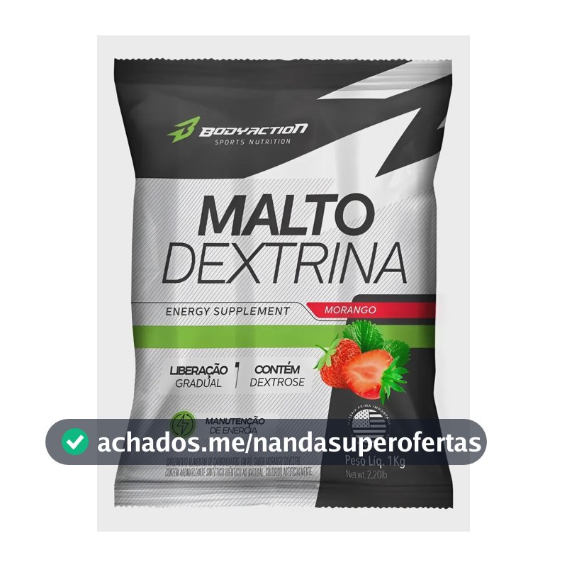 Maltodextrina 1kg Body Action Com Dextrose Sabor Morango Silvestre