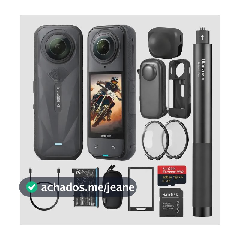 Câmera Insta360 X5 8k Kit Completo Nfe Garantia Oficial Cinza-escuro