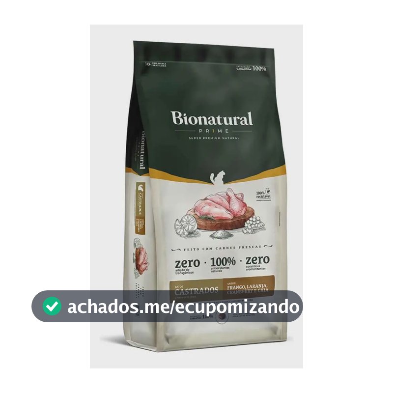 Ração Bionatural Para Gatos Castrados Sabor Frango 7,5kg