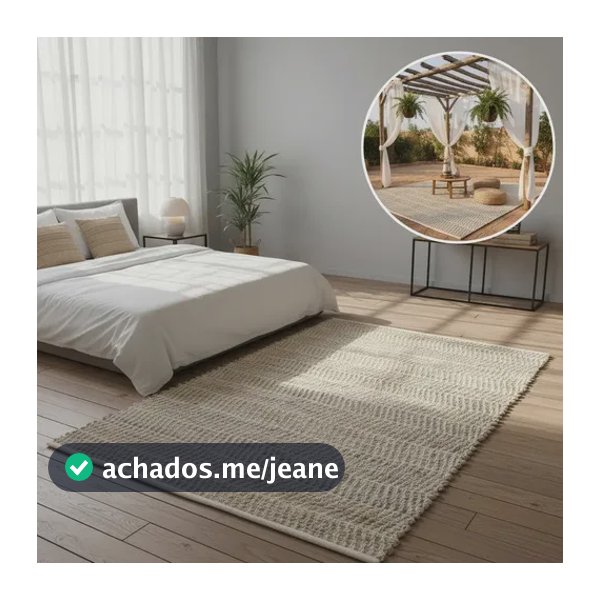 Tapete Juta Orgânico Artesanal Sala Quarto Pergolado 120x180 1.8 M 1.2 M Marrom-claro