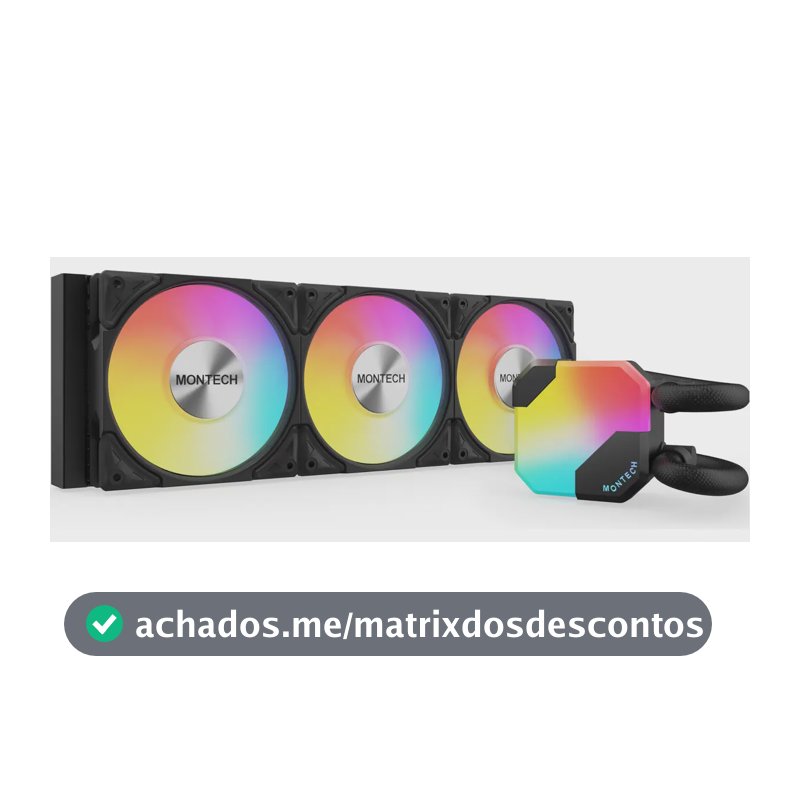 Water Cooler Montech Hyperflow ARGB 360mm para CPU com Intel e AMD