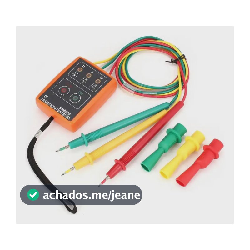 Fasímetro Sequenciador Trifásico CRUSHERCLEAN SM852B 600V LED Sonoro