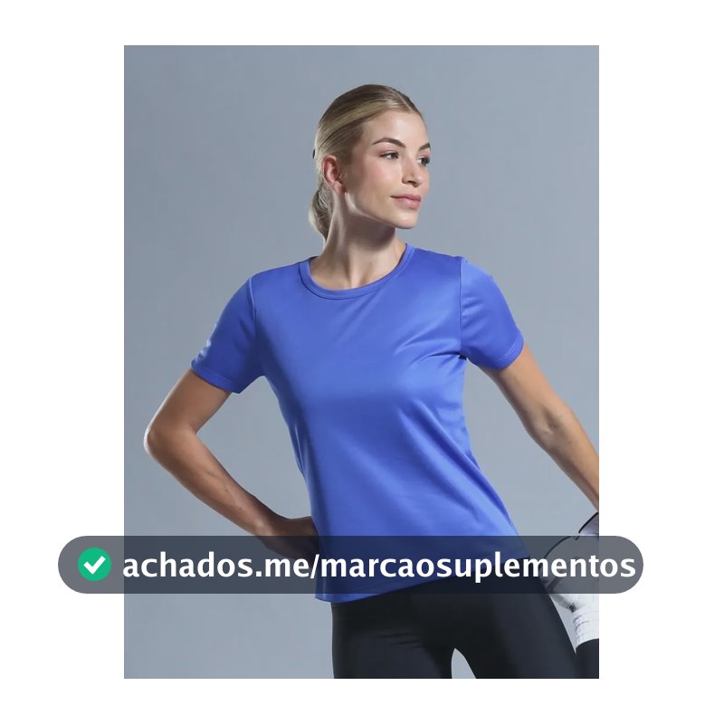 Camiseta Feminina Academia Secagem Rápida Furadinho Esporte Azul Royal M