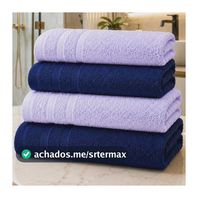 Jogo De Toalhas De Banho Brasilchic Extra Soft Premium 100% Algodão Grossa Macia Kit 4 Peças Rosto Banhão Grande Azul/lilás Lisa