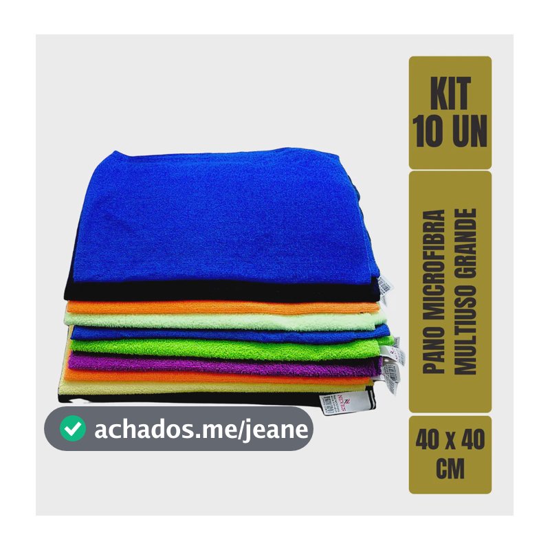Kit 10 Pano Microfibra Neves 40x40cm Multiuso Multicores Sem Fiapos