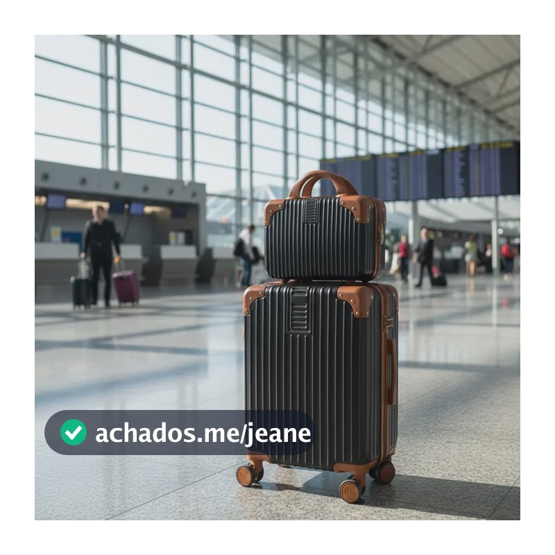 Mala De Viagem 10kg Promoção Rodas 360° Miami Com Frasqueira Preto Com Bege Listras