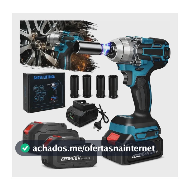 Chave Impacto Elétrica Sem Fio 68v 2 Bateria Motor Brushless Azul-aço 127/220v