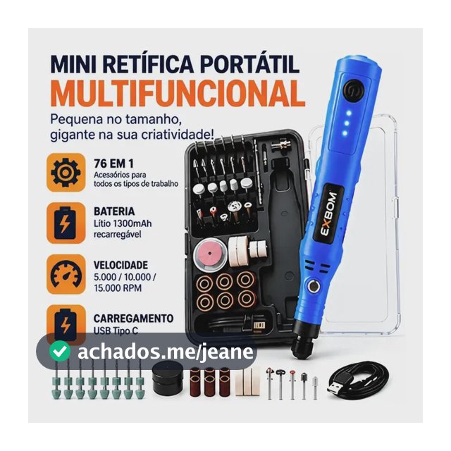 Mini Retífica 76 Em 1 Sem Fio Recarregável Usb Tipo C 3 Velo