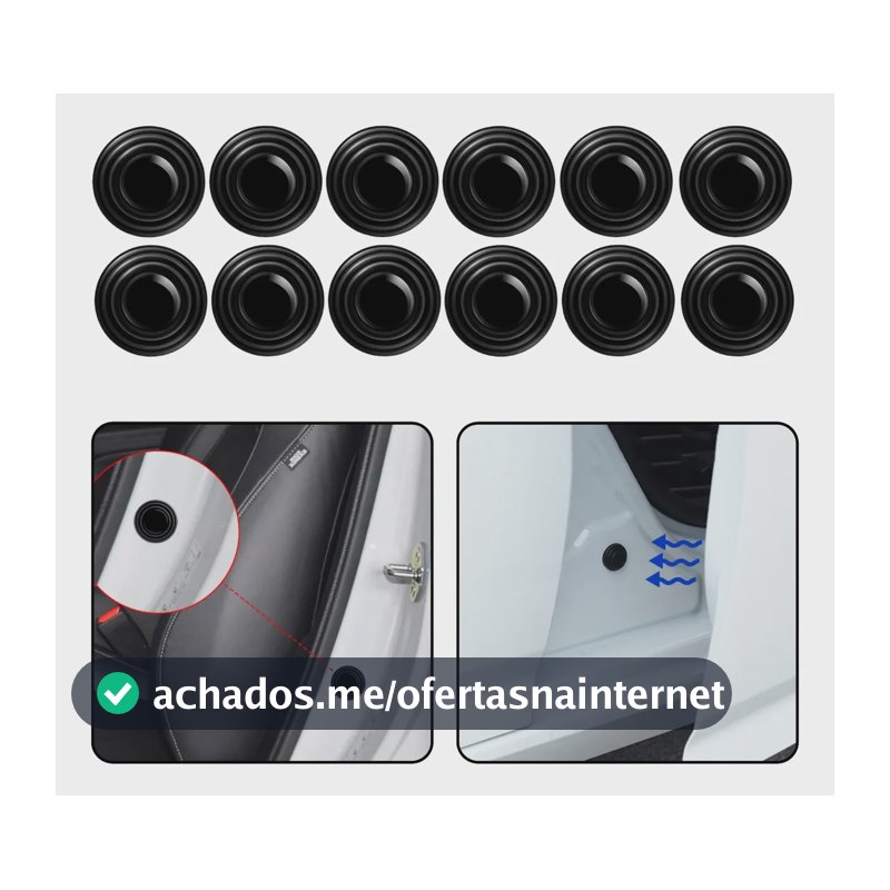 Kit 12 Almofadas Protetor Porta Carro Anti Impacto E Ruidos Preto