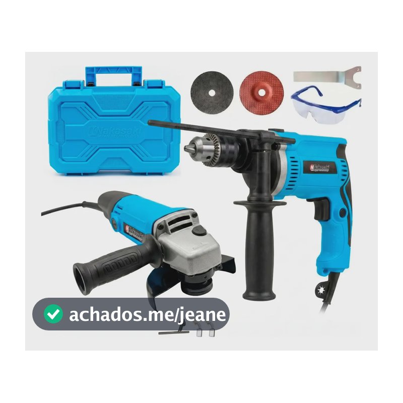Kit Furadeira Impacto 13mm Com Esmerilhadeira Angular 1000w