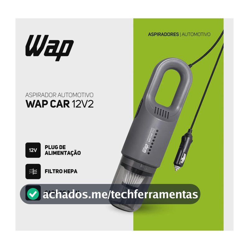 Aspirador Automotivo Portátil WAP CAR Filtro HEPA Cabo de 3,7m 180W 12V2