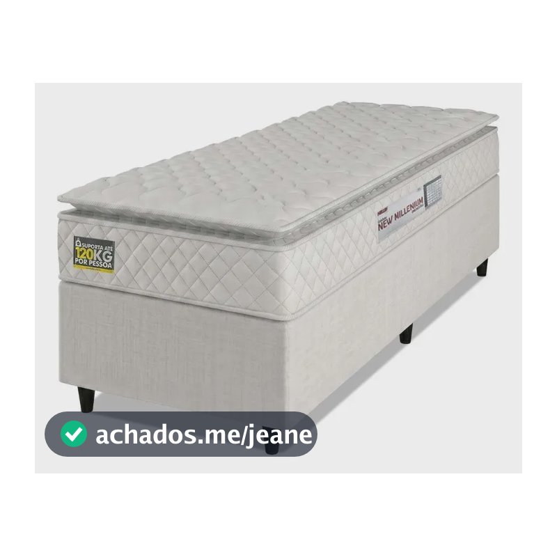 Cama Box 88x188x57 Colchão Espuma D33 Pillow Top Branco Hellen