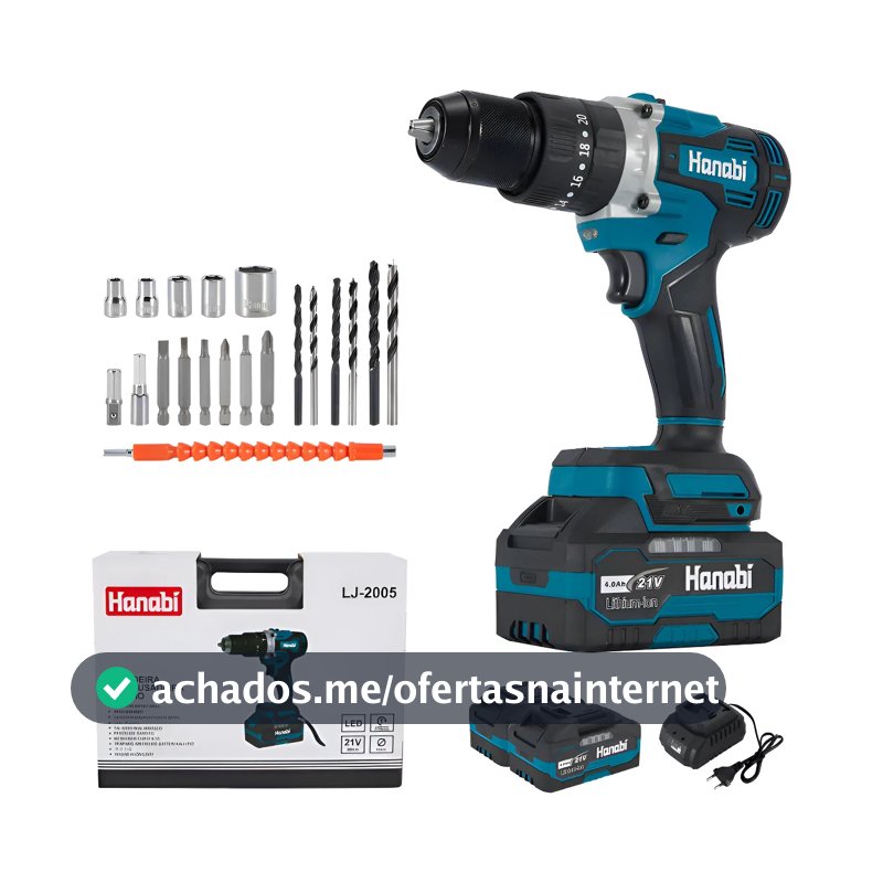 Parafusadeira Furadeira Impacto A Bateria 13mm Brushless 21v Azul-petróleo