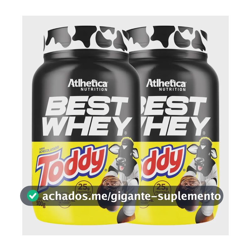 Kit 2 Best Whey Isolado Hidrolisado 3w Toddy 900g Atlhetica Sabor Chocolate