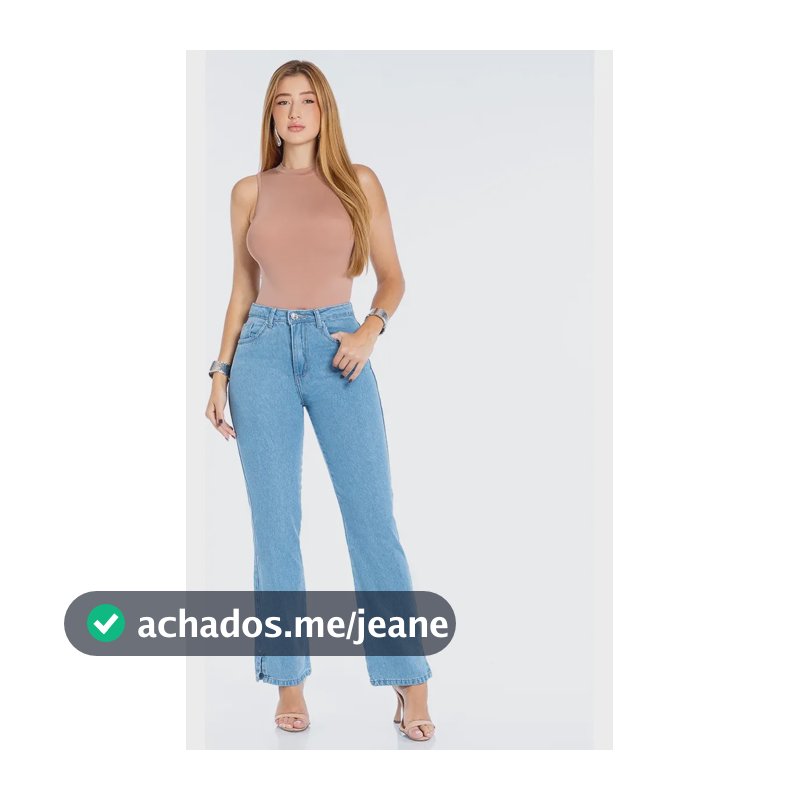 Calça Feminina Jeans Reta Confecções Alta Moda Biotipo Azul-claro Liso 38