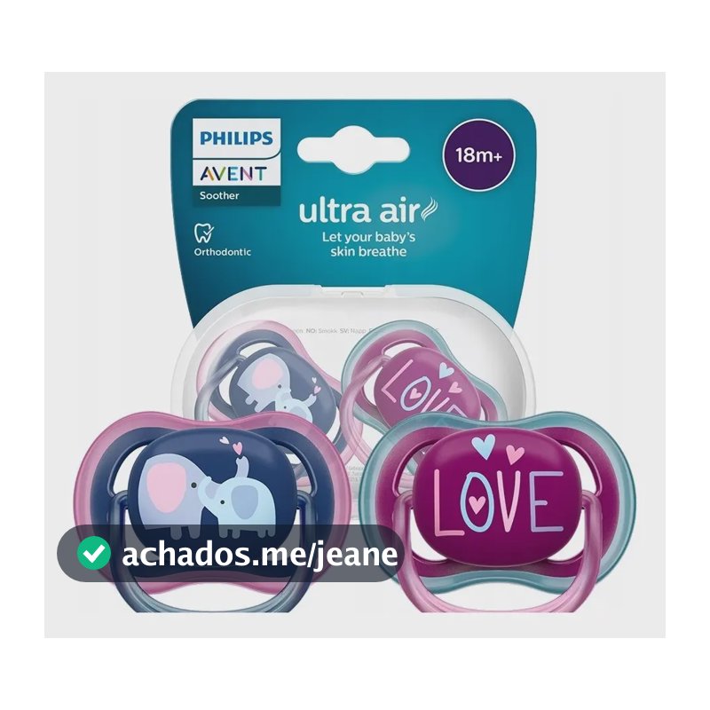 Chupeta Avent Ultra Air Love Roxa Azul +18 Meses SCF349/22