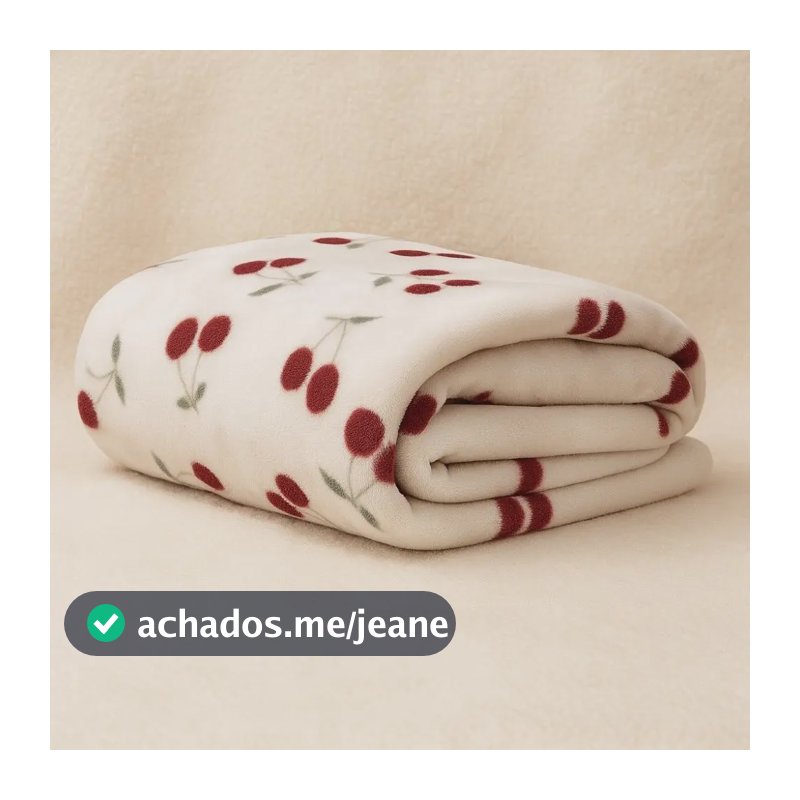 Manta Cobertor Casal Padrão Cama Decorativa Cerejas Cerejas 350 G Branco