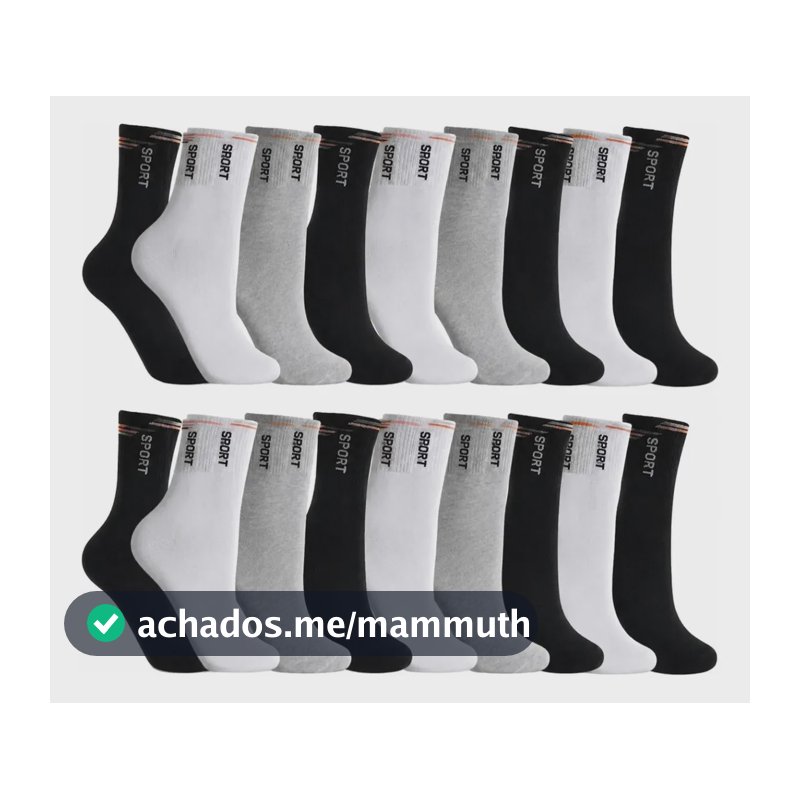 Kit 6 Pares Meias Cano Alto Algodão Para Esporte Academia Sortidas Tamanho Unico
