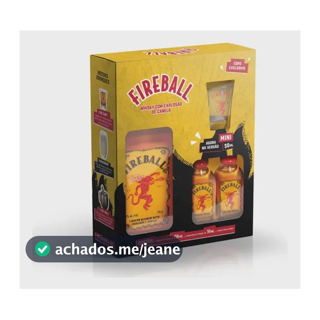 Kit Whisky Fireball 750ml + 2 Miniaturas 50ml + Copo De Shot