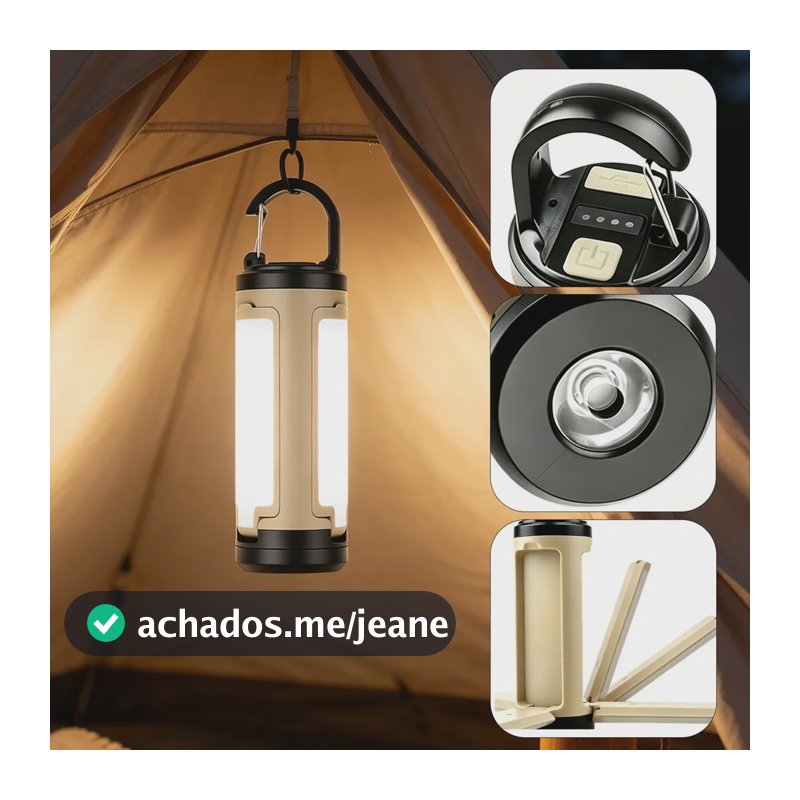 Lanterna Led Dobrável Recarregável Portátil Para Camping Cáqui 5v