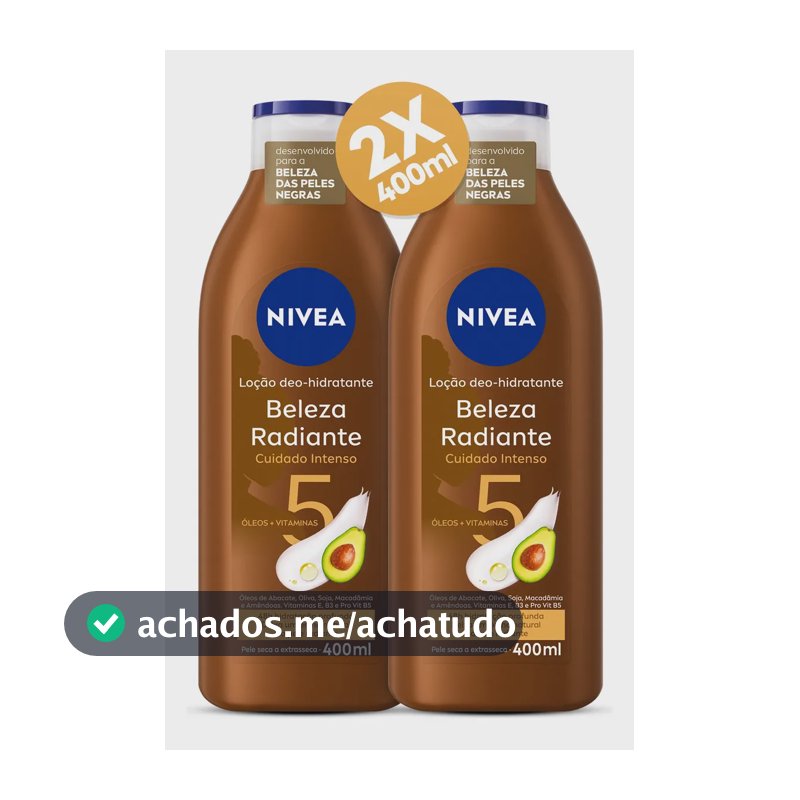 Kit Loção Deo Hidratante Beleza Radiante Cuidado Intenso 2 undiades com 400ml cada Nivea