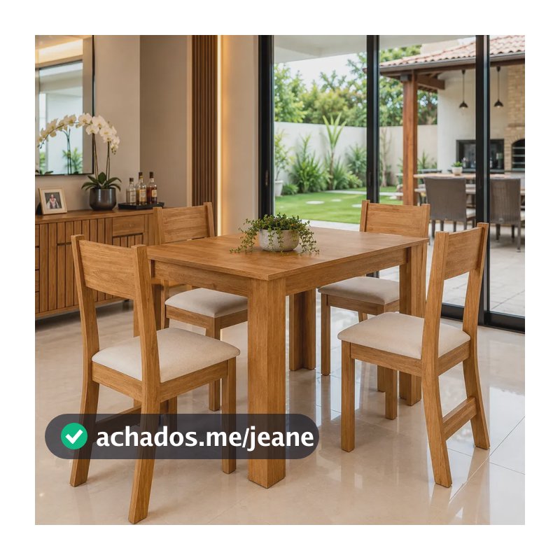 Conjunto Sala De Jantar Mesa Jude Com 4 Cadeiras Brisa Wt
