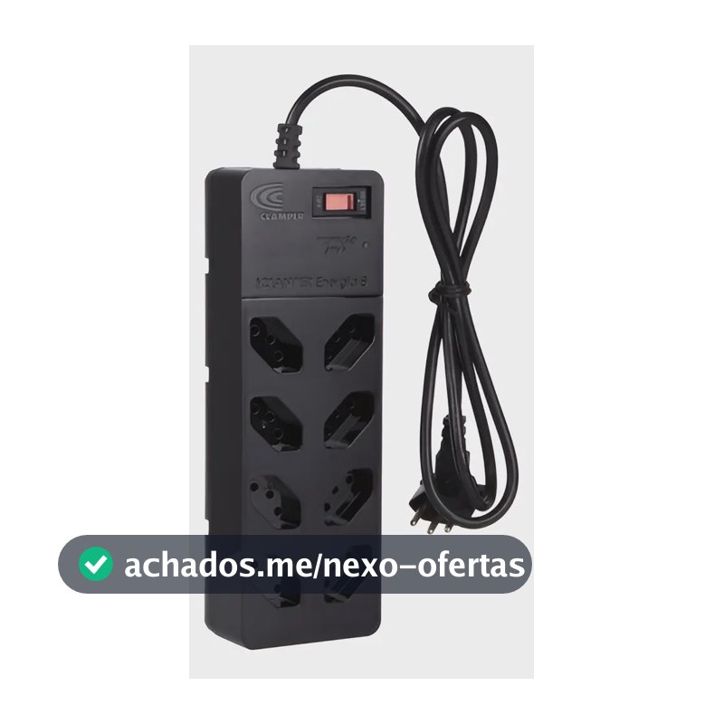 Filtro Linha Régua Energia 8 Tomadas Tecnologia Lcf Clamper Preto 127/220v