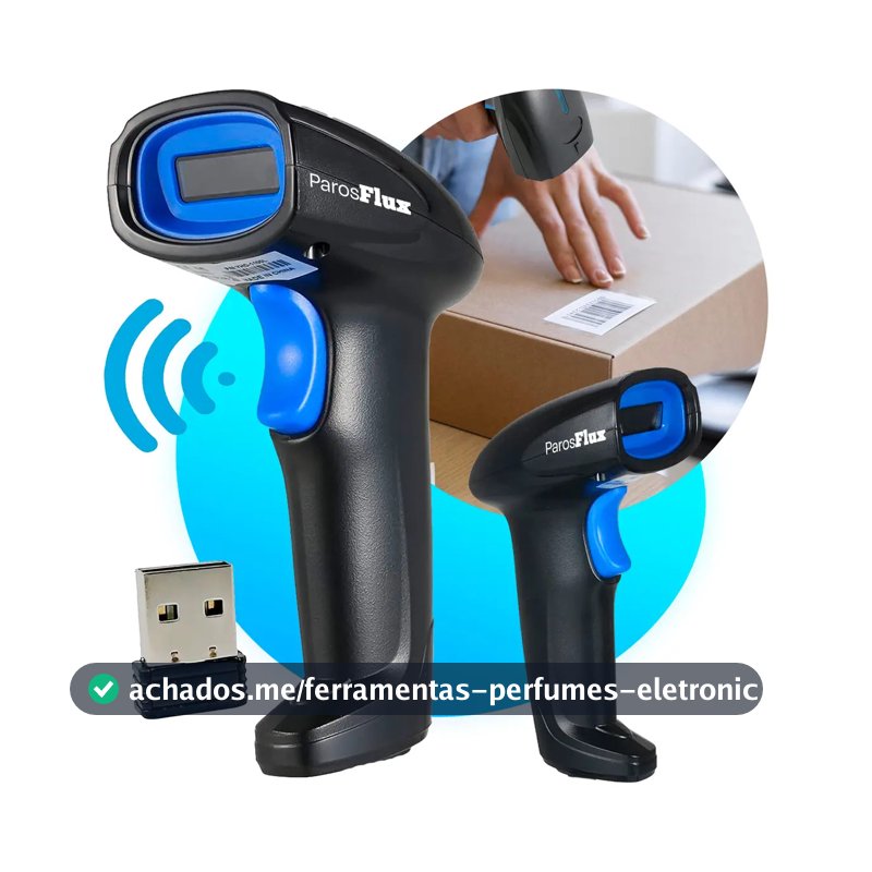 Leitor Código De Barras Sem Fio Usb De Mão Bar Code Scanner 1d Laser Linear Cor Preto
