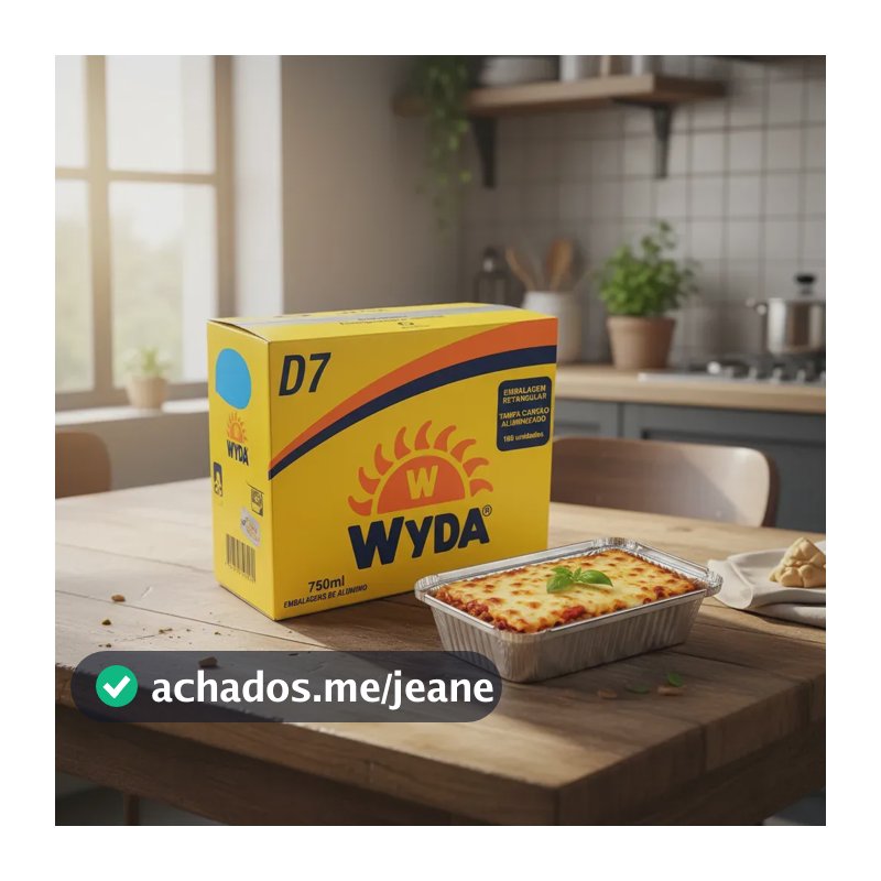 Bandejas de Alumínio Descartáveis Wyda Retangular 750ml C/ Tampa 100un