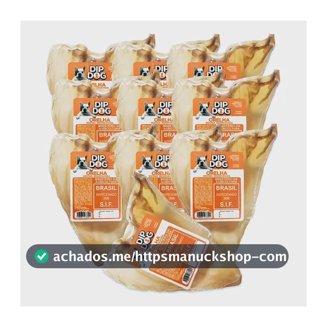 Kit 10 Mordedores Orelha Bovina Natural Pra Cachorro Dip Dog