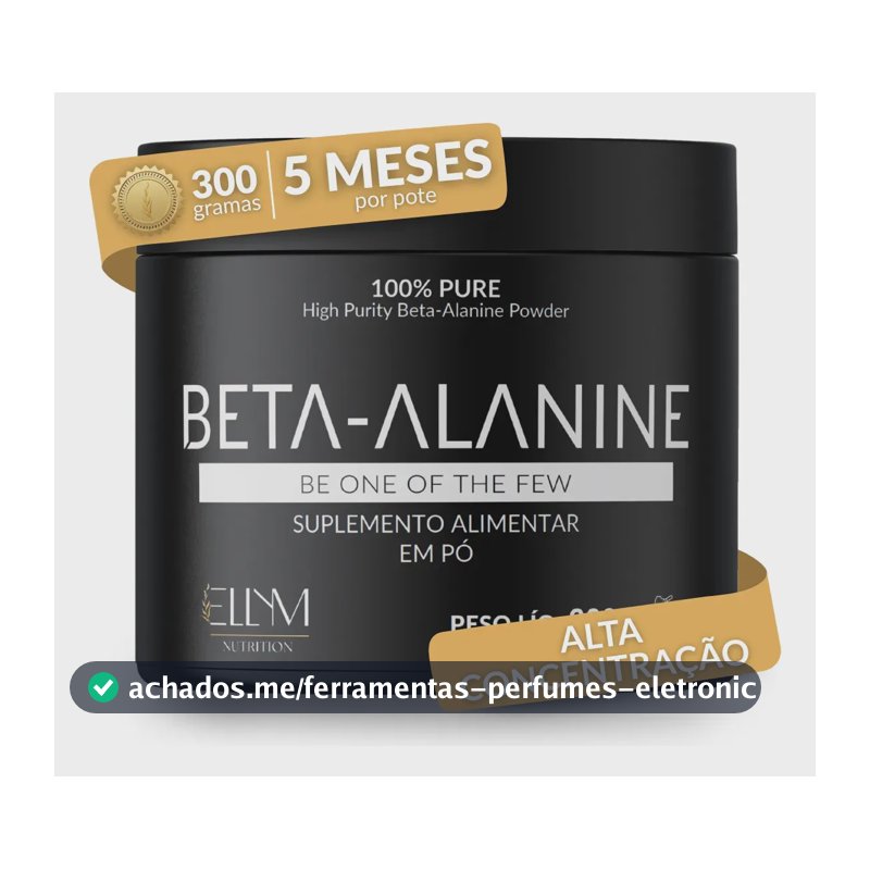 Beta Alanina 300g 100% Pura Performance Recuperação Muscular Pós Pré Treino 150 Doses Sem Sabor Concentrada Ellym Nutrition
