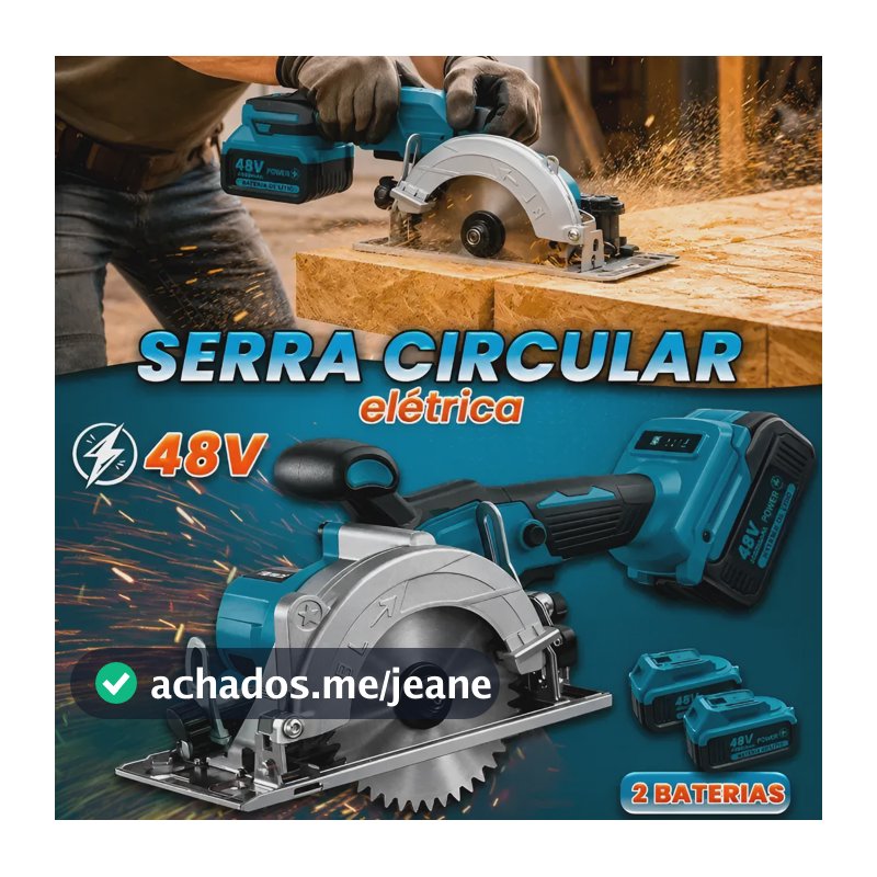 Serra Circular 48v Elétrica 2 Baterias Corte 45° Disco 125mm Laranja 127/220v 50hz / 60hz