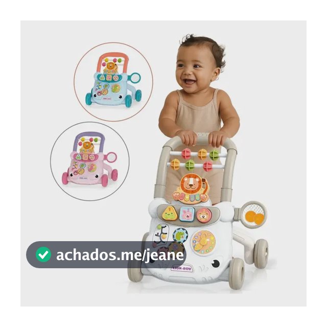 Andador Infantil Empurrador Atividade Musical Bebê Didático Cor Branco
