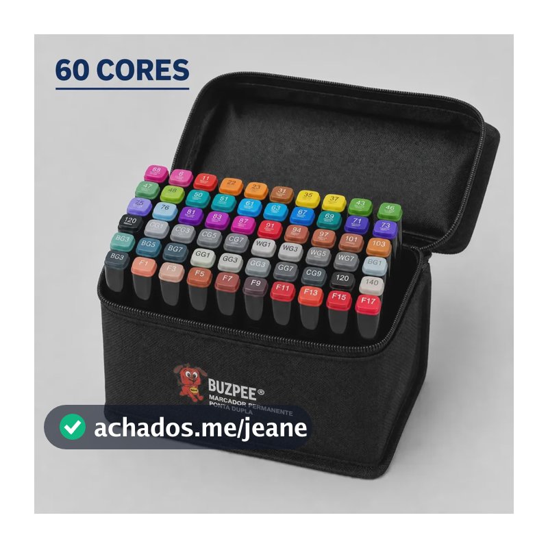 Kit 60 Canetas Marcadoras Permanentes Ponta Dupla para Desenhar Pintar e Colorir Artes e Desenhos em Papel