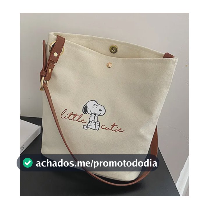 Bolsa Snoopy Little Cutie, Alça De Ombro, 29cm X 26cm Bege Claro Snoopy Dourdo Couro Marrom Sintético