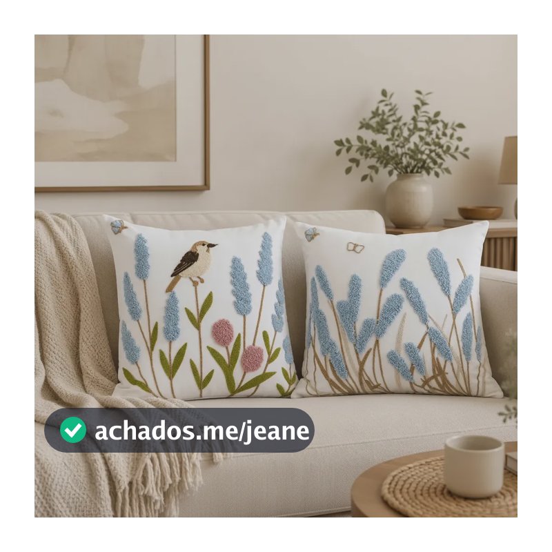 Kit 2 Capas Almofadas 45x45 Bordado Luxo Alto Relevo Branco