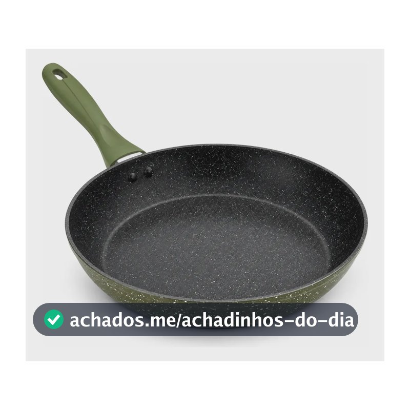 Frigideira Cerâmica Antiaderente Grande 24cm Premium Panela Não Gruda Frita Sem Óleo Saudável Compatível Todos Fogões Gás Cooktop Indução Elétrico Vitro Cerâmico Fundo Triplo Cabo Soft Touch Cor Verde