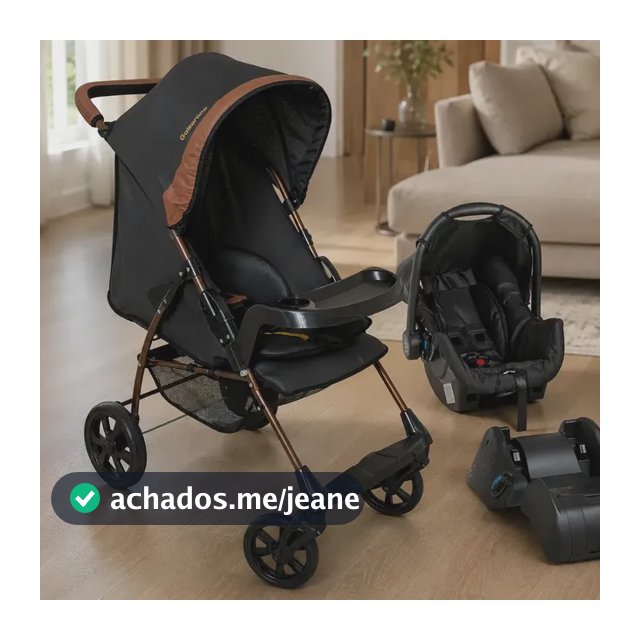 Carrinho de Bebe com Bebe Conforto e Base Galzerano Romano G22 Preto Cobre Carrinho de Bebe Passeio Compacto
