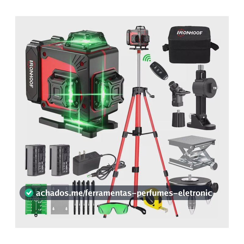 Nivel Laser 16 Linhas Com Tripé Verde 360° 30m 2 Bateria