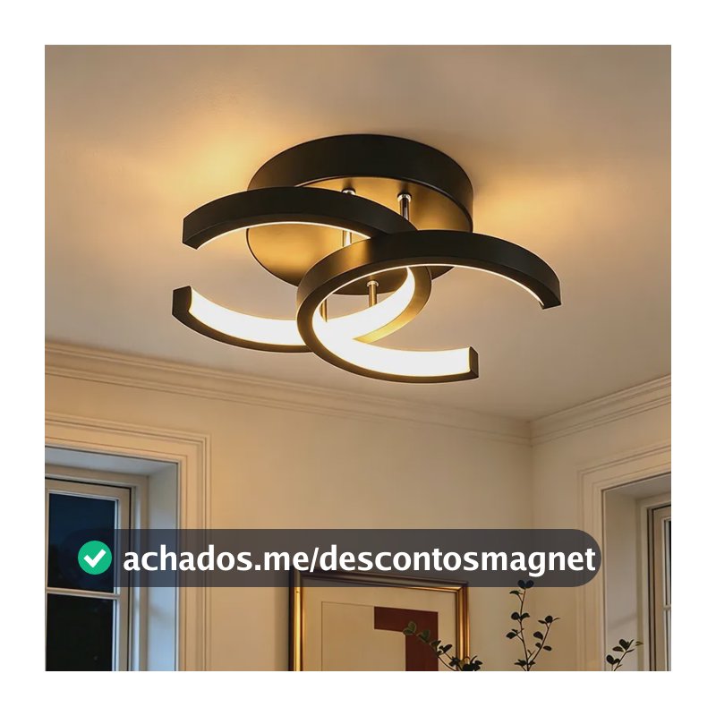 Luminária De Teto Moderna,lustre Sala Pendentes Led 3 Em 1 127/220v Preto