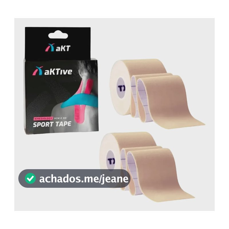 Kit 2 Tape Bandagem Elástica Esporte Fita Kinesio Funcional Bege