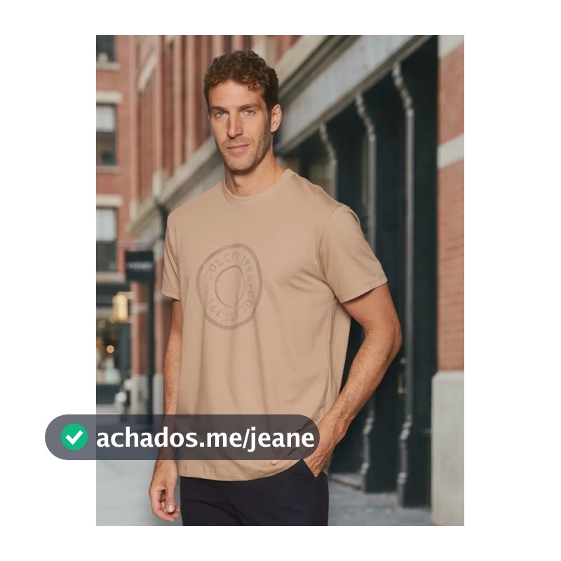 Camiseta Colcci Masculina 035.01.12062 Verde Allora Bege Sand Castle Logo Colcci M Estampa Localizada