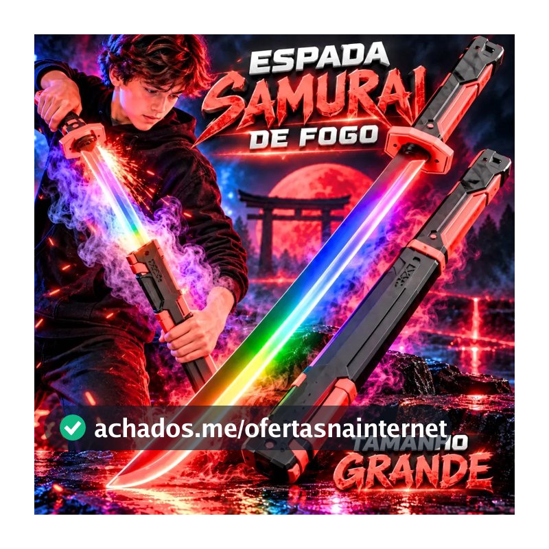 Espada Katana Led RGB Fumaça Brinquedo Recarregável, Som, Efeito De Faísca Ao Sacar E Bainha Para Anime, Cosplay, Games E Presente Geek