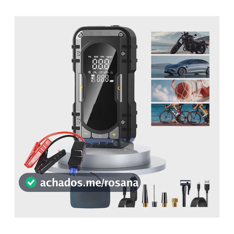 Iniciador Compressor Emergência Portátil 22000mah-potência Preto