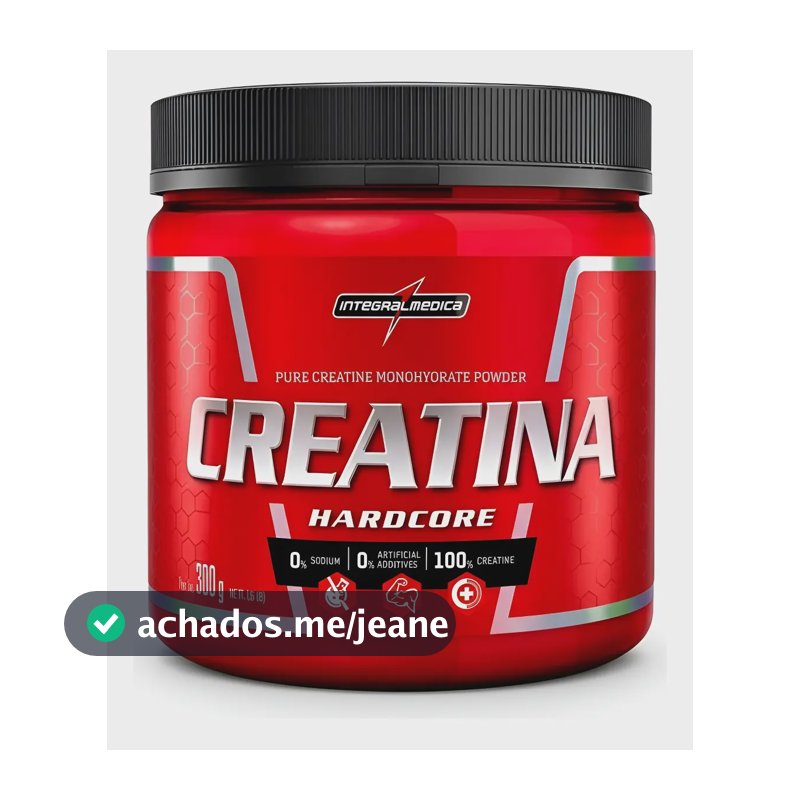 Suplemento Em Pó Creatina 300g Pura 100% Hardcore - Integral Neutro