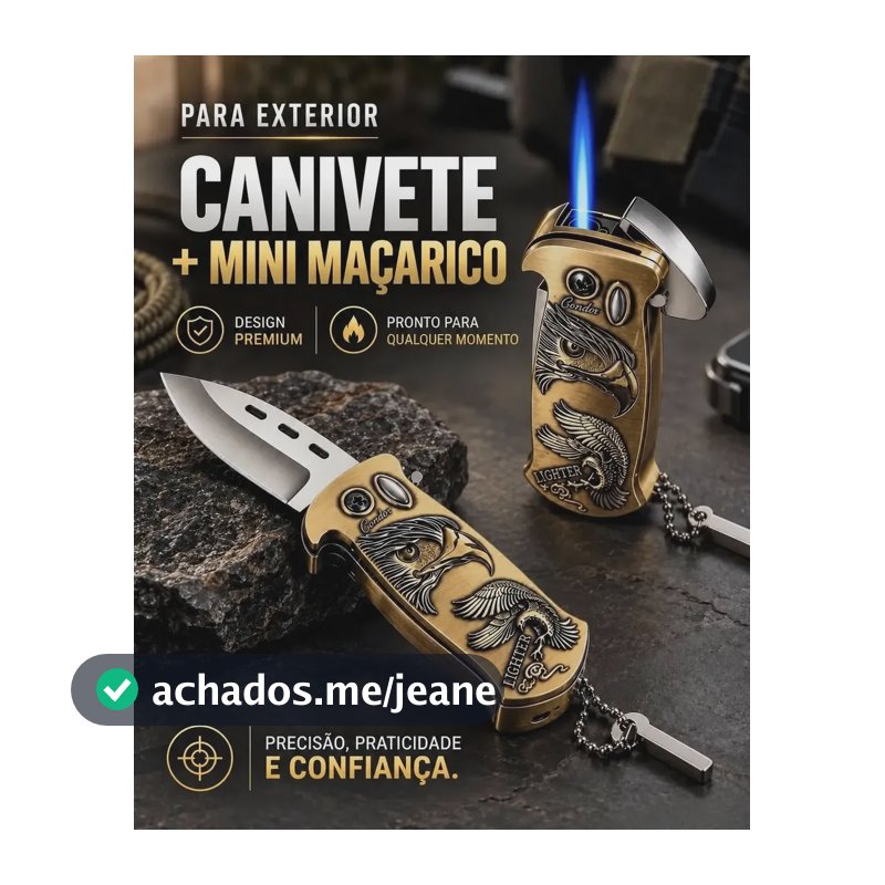 Canivete Isqueiro Maçarico Canivete 4-1 C/ Abridor Funcional Metal
