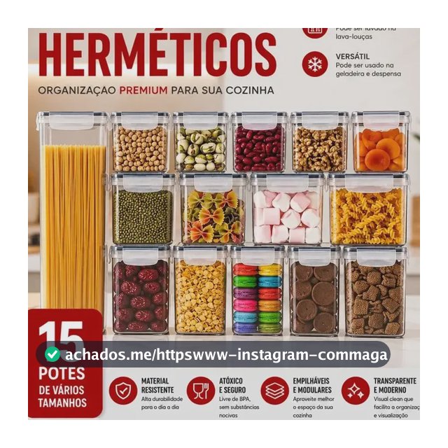 Kit 15 Potes Hermético Starhouse Mantimentos Quadrado Cozinha Super Vedação Lavável Livre De Bpa