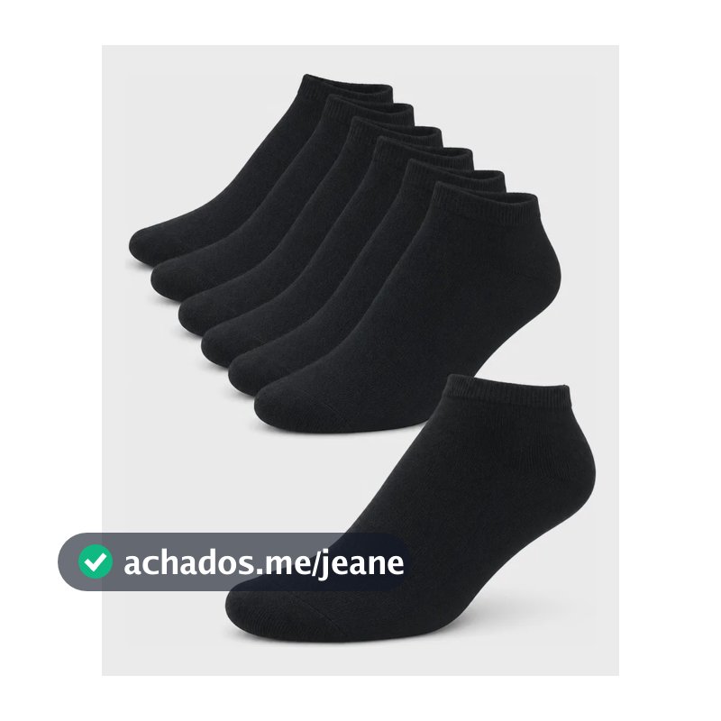 Kit 6 Pares Meia Feminina Básica Cano Curto Macia Dia A Dia Preto M 34/39